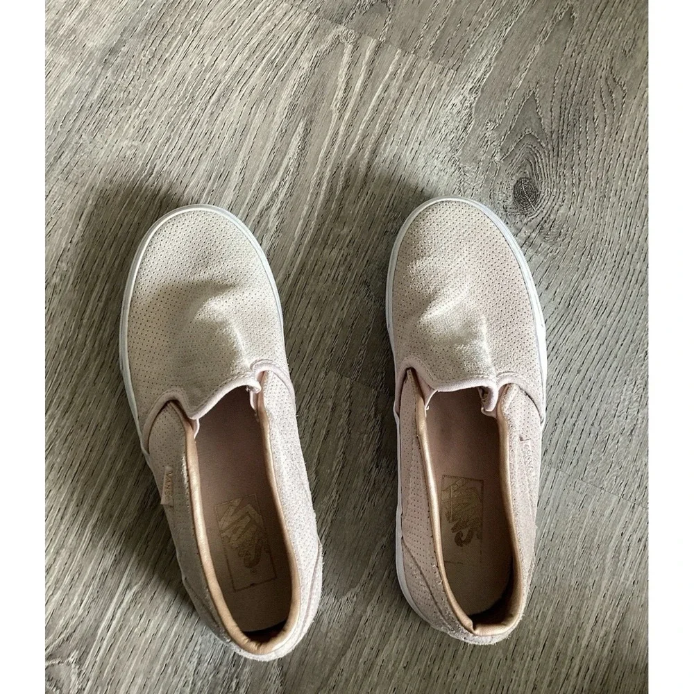 Vans Womens Size 8 Classic Slip On Suede Rose Gold Sneakers Blush Pink Shoes